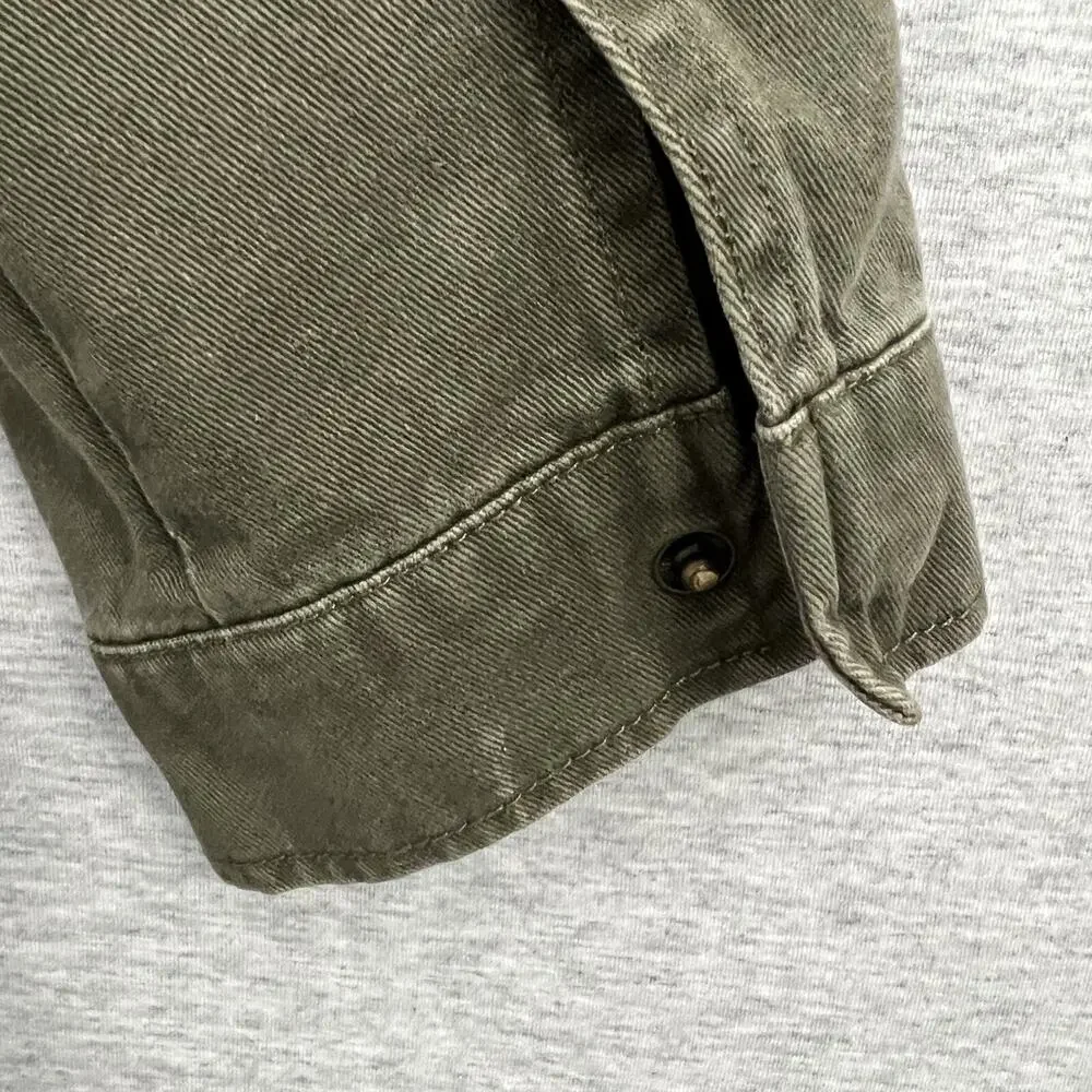 Forever 21 Jacket Womens Small Green Utility Brass Studs Military Army‎ Gorp Zip